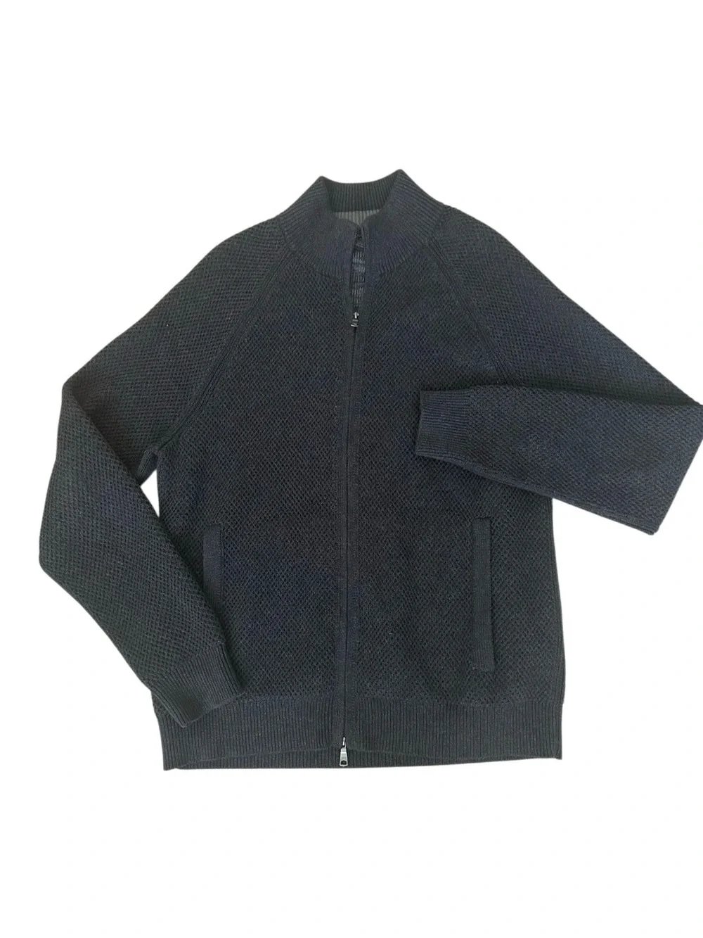 Banana Republic Supima Cotton Men's Full-Zip Charcoal Knit Sweater Jacket. Lg